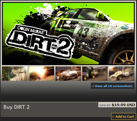 Colin McRae: DiRT 2 - Скида в Steam 50% до понедельника!